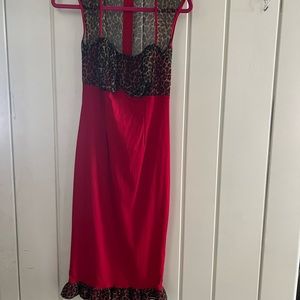 Pinup Couture Micheline dress in red and leopard size Large